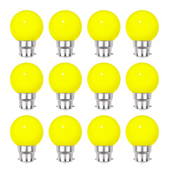 Lot de 12 ampoules Led Jaunes B22 Incassables - Guirlandes guinguette - Culot baïonnette