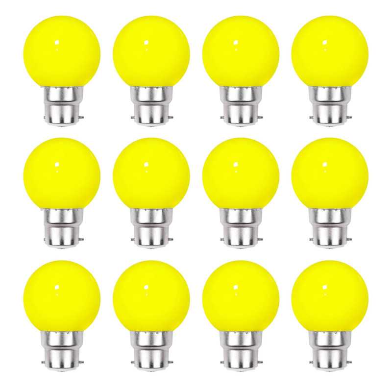 Lot de 12 ampoules Led Jaunes B22 Incassables - Guirlandes guinguette - Culot baïonnette