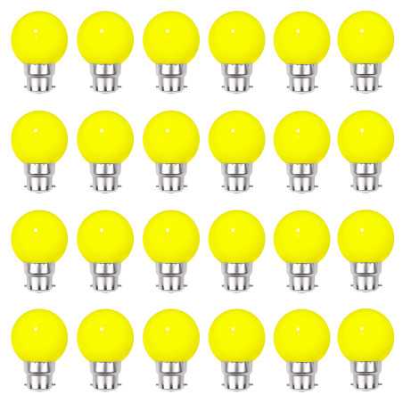 Lot de 24 ampoules jaunes B22 Incassables avec culot en fer