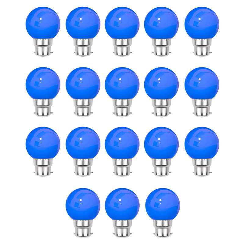 Lot de 18 ampoules bleues B22 incassables Lot de 18 ampoules bleues B22 incassables