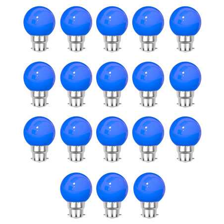 Lot de 18 ampoules Bleues B22 Incassables avec culot en fer