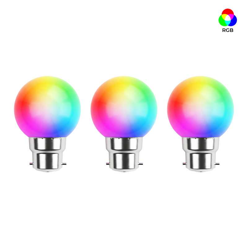 Lot de 3 ampoules B22 RGB Incassables Lot de 3 ampoules B22 RGB Incassables
