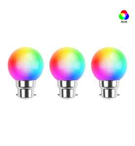 Lot de 3 ampoules Led RGB B22 Incassables - Guirlandes guinguette - Culot baïonnette