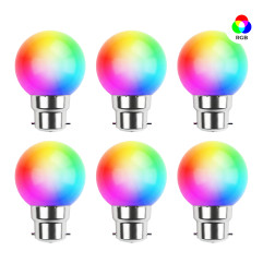 Lot de 6 ampoules Led RGB B22 Incassables - Guirlandes guinguette - Culot baïonnette