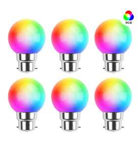 Lot de 6 ampoules RGB Incassables avec culot en fer - Ampoules LED B22 - Rêvenergie