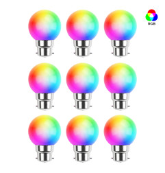 Lot de 9 ampoules RGB Incassables avec culot en fer - Ampoules LED B22 - Rêvenergie