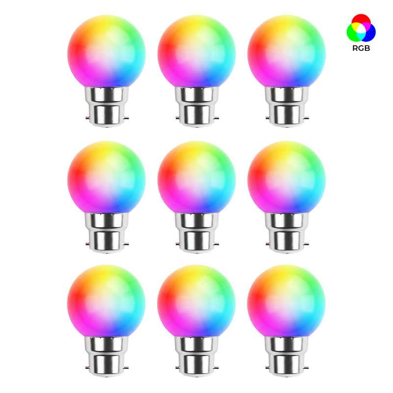 Lot de 9 ampoules B22 RGB Incassables