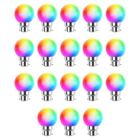Lot de 18 ampoules Led RGB B22 Incassables - Guirlandes guinguette - Culot baïonnette