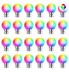 Lot de 24 ampoules RGB Incassables avec culot en fer - Ampoules LED B22 - Rêvenergie