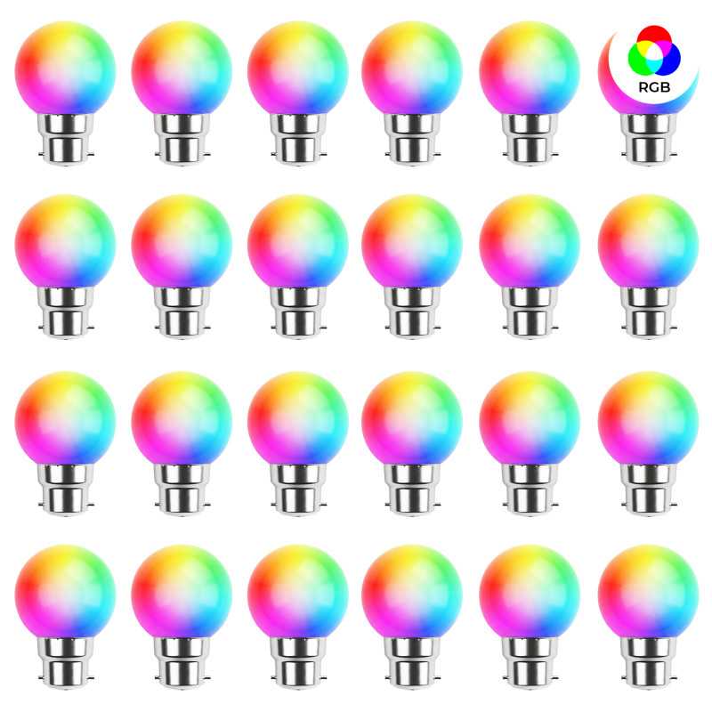 Lot de 24 ampoules B22 RGB Incassables