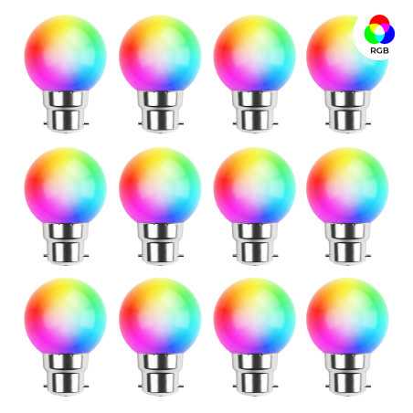 Lot de 12 ampoules B22 RGB Incassables