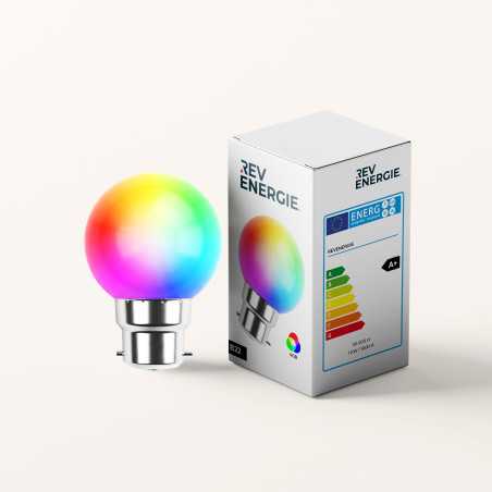 Lot de 12 ampoules Led RGB B22 Incassables - Guirlandes guinguette - Culot baïonnette