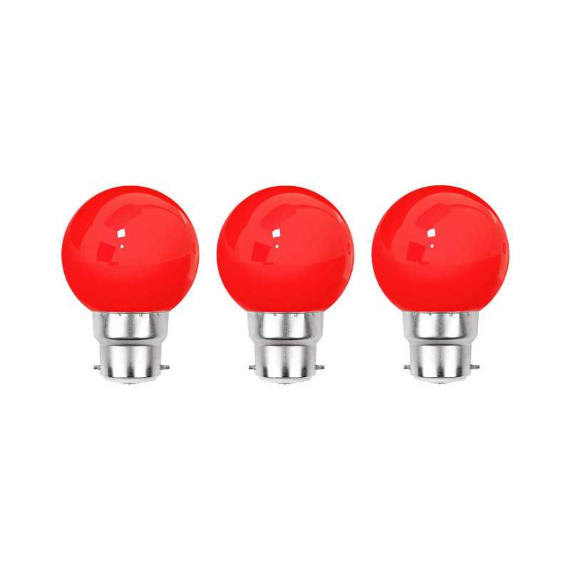 Lot de 3 ampoules LED Rouges B22 Incassables - Guirlandes guinguette - Culot baïonnette