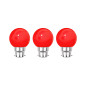 Lot de 3 ampoules LED Rouges B22 Incassables - Guirlandes guinguette - Culot baïonnette