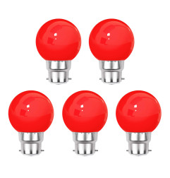 Lot de 5 ampoules rouges B22 Incassables avec culot en fer - Ampoules LED B22 - Rêvenergie