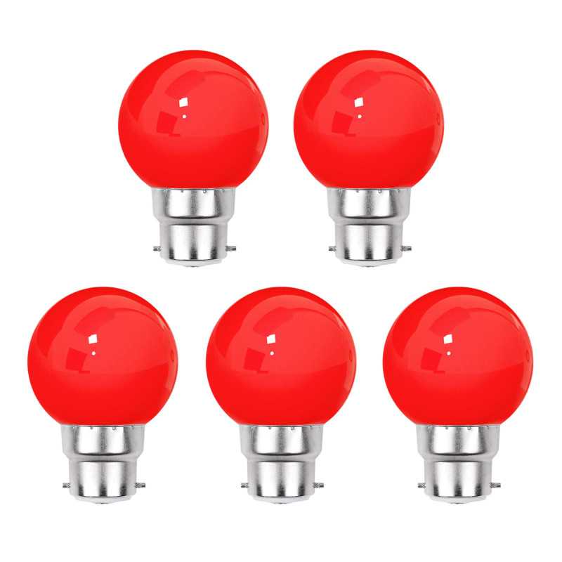 Lot de 5 ampoules rouges B22 Incassables avec culot en fer