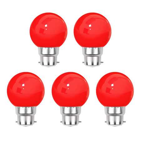 Lot de 5 ampoules rouges B22 Incassables avec culot en fer
