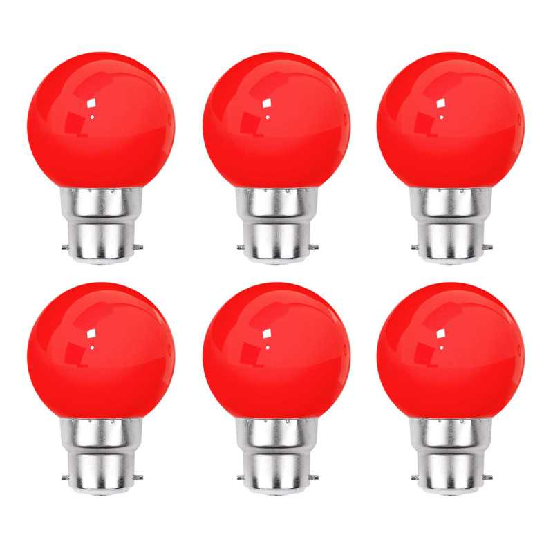 Lot de 6 ampoules rouges B22 Incassables avec culot en fer