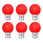Lot de 6 ampoules rouges B22 Incassables avec culot en fer