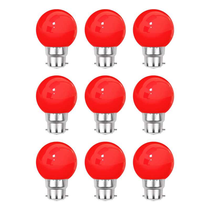 Lot de 9 ampoules LED Rouges B22 Incassables - Guirlandes guinguette - Culot baïonnette