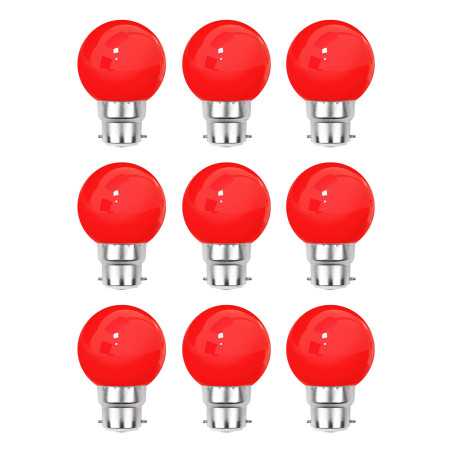 Lot de 9 ampoules LED Rouges B22 Incassables - Guirlandes guinguette - Culot baïonnette