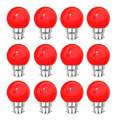 Lot de 12 ampoules rouges B22 Incassables avec culot en fer - Ampoules LED B22 - Rêvenergie