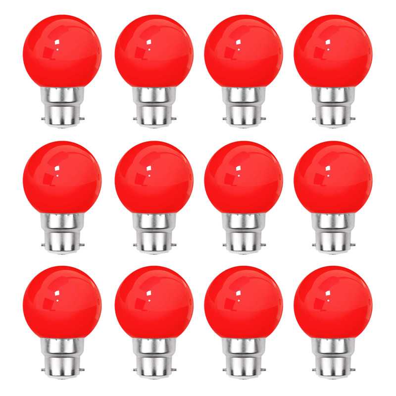 Lot de 12 ampoules rouges B22 Incassables avec culot en fer Lot de 12 ampoules rouges B22 Incassables avec culot en fer