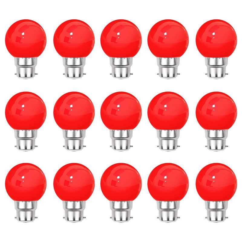 Lot de 15 ampoules rouges B22 Incassables avec culot en fer