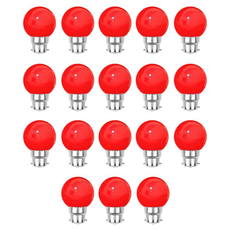 Lot de 18 ampoules rouges B22 Incassables avec culot en fer