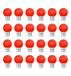 Lot de 24 ampoules rouges B22 Incassables avec culot en fer