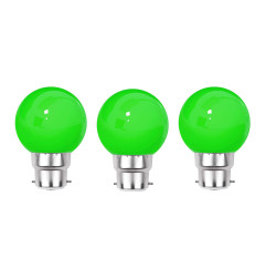 Lot de 3 ampoules vertes B22 Incassables avec culot en fer - Ampoules LED B22 - Rêvenergie