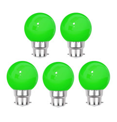 Lot de 5 ampoules vertes B22 Incassables avec culot en fer - Ampoules LED B22 - Rêvenergie