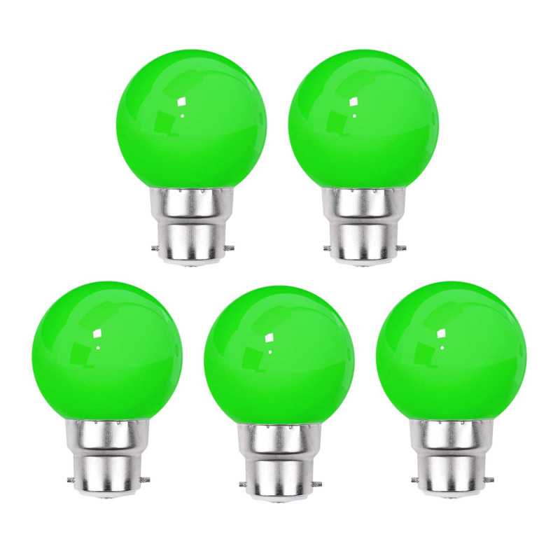Lot de 5 ampoules LED Vertes B22 Incassables - Guirlandes guinguette - Culot baïonnette