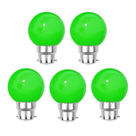 Lot de 5 ampoules LED Vertes B22 Incassables - Guirlandes guinguette - Culot baïonnette