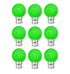 Lot de 9 ampoules LED vertes B22 incassables - guirlande guinguette