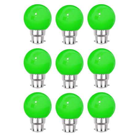 Lot de 9 ampoules LED Vertes B22 Incassables - Guirlandes guinguette - Culot baïonnette