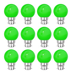 Lot de 12 ampoules vertes B22 Incassables avec culot en fer - Ampoules LED B22 - Rêvenergie