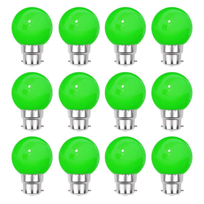 Lot de 12 ampoules vertes B22 Incassables avec culot en fer