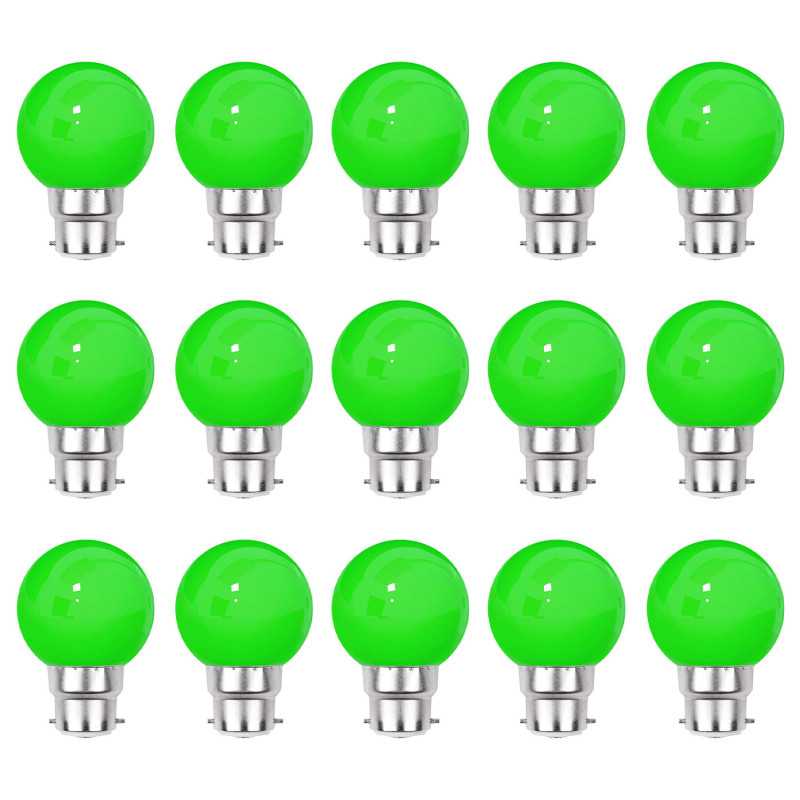 Lot de 15 ampoules vertes B22 Incassables avec culot en fer