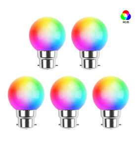 Lot de 5 ampoules B22 RGB Incassables avec culot en fer