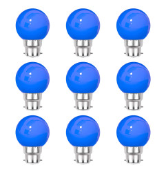 lot de 9 ampoules LED décoratives B22 bleu 1W.