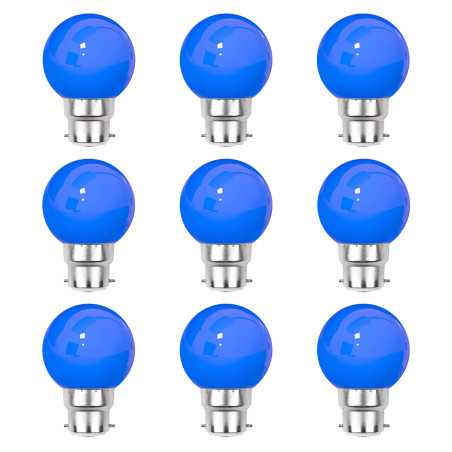 lot de 9 ampoules LED décoratives B22 bleu 1W.