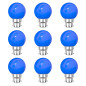 Lot de 9 ampoules Led Bleues B22 Incassables - Guirlandes guinguette - Culot baïonnette