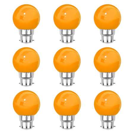 Lot de 9 ampoules LED Orange B22 Incassables - Guirlandes guinguette - Culot baïonnette