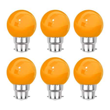 Lot de 6 ampoules LED Orange B22 Incassables - Guirlandes guinguette - Culot baïonnette