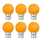 Lot de 6 ampoules LED Orange B22 Incassables - Guirlandes guinguette - Culot baïonnette Lot de 6 ampoules LED Orange B22 Incassables - Guirlandes guinguette - Culot baïonnette