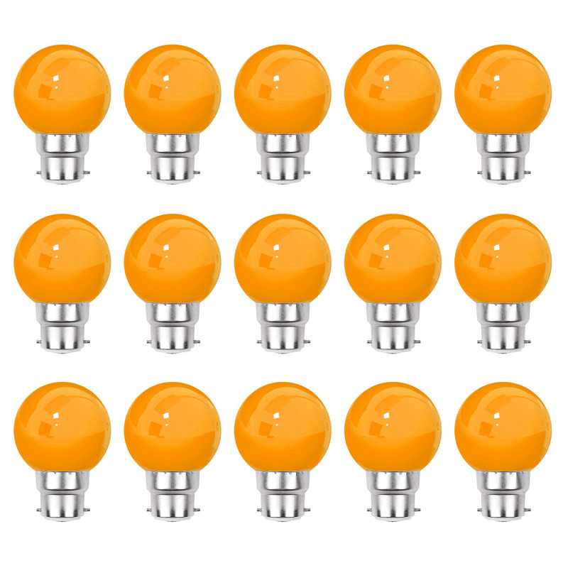 Lot de 15 ampoules LED Orange B22 Incassables - Guirlandes guinguette - Culot baïonnette