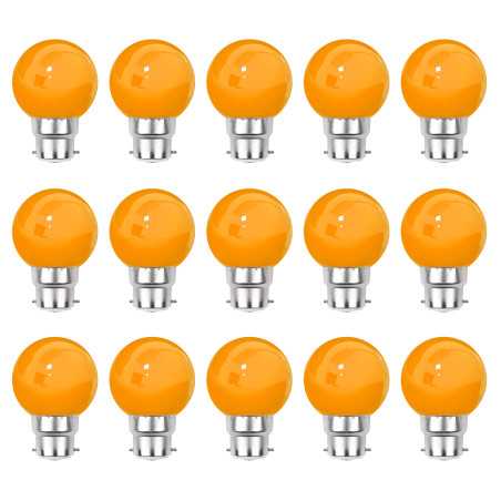Lot de 15 ampoules LED Orange B22 Incassables - Guirlandes guinguette - Culot baïonnette