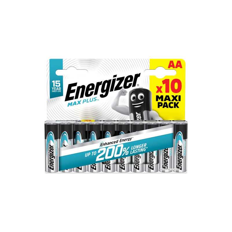 Piles alcalines Energizer Max Plus AA LR06 1,5V x10 longue durée