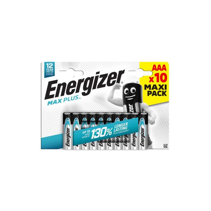 Piles alcalines Energizer Max Plus AAA LR03 1,5V x10 longue durée Piles alcalines Energizer Max Plus AAA LR03 1,5V x10 longue durée